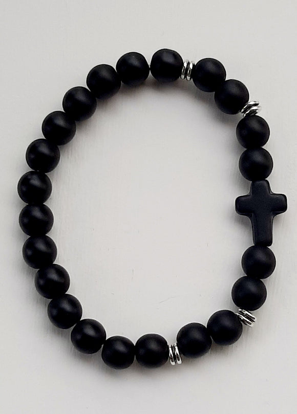 Black Onyx  Cross Bracelet