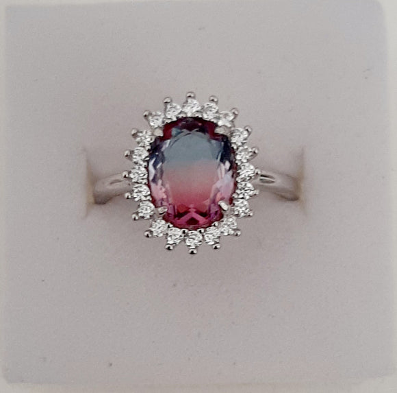 Blue/Pink Tourmaline Ring