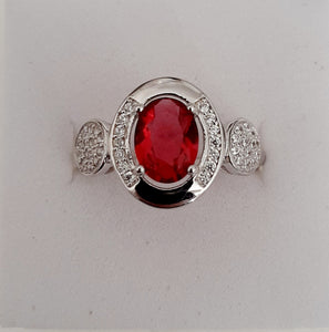 SS Red Tourmaline Ring