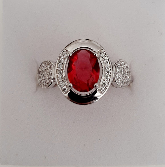 SS Red Tourmaline Ring
