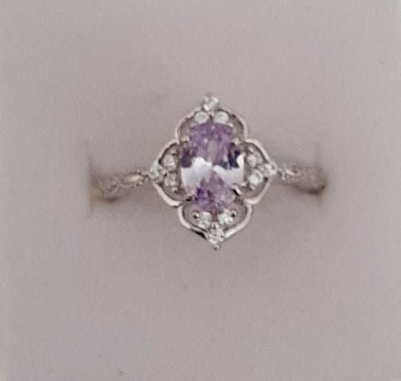 SS Light Purple Tourmaline Ring