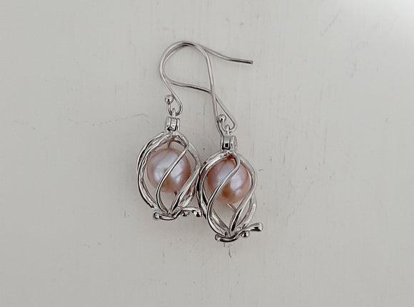 SS Pearl Cage Earrings