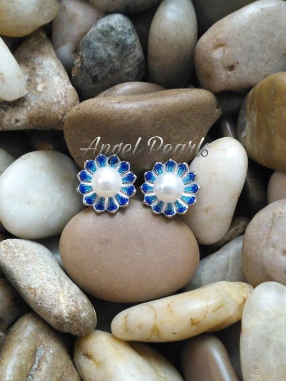 Blue Lotus Flower Earrings