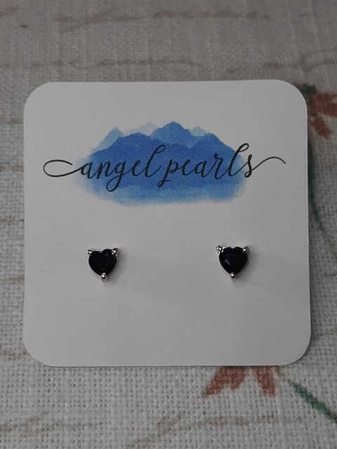 SS Sapphire Heart Earrings